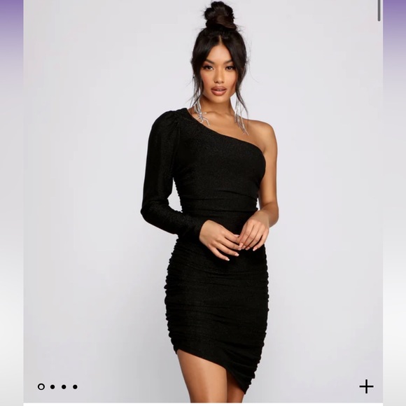 Windsor one shoulder asymmetrical ruched dress - Picture 2 of 4